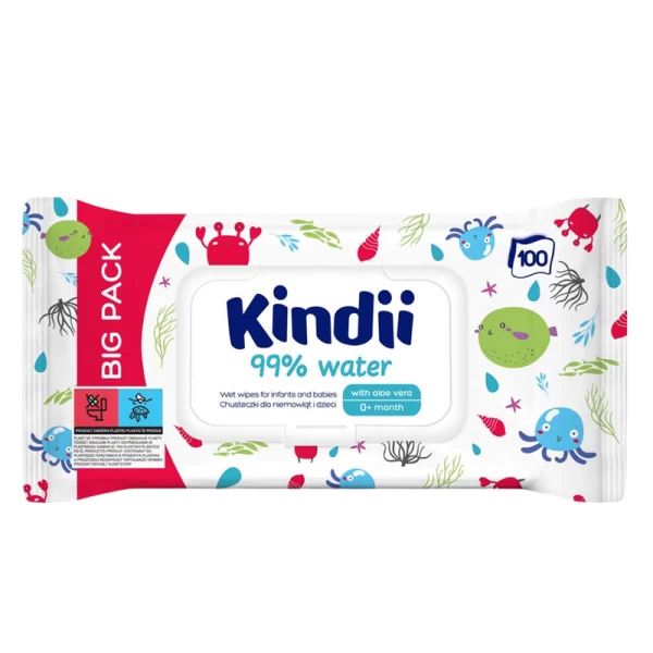 Kindii Pure Water 99% servetele umede pentru copii 100 buc - image 1