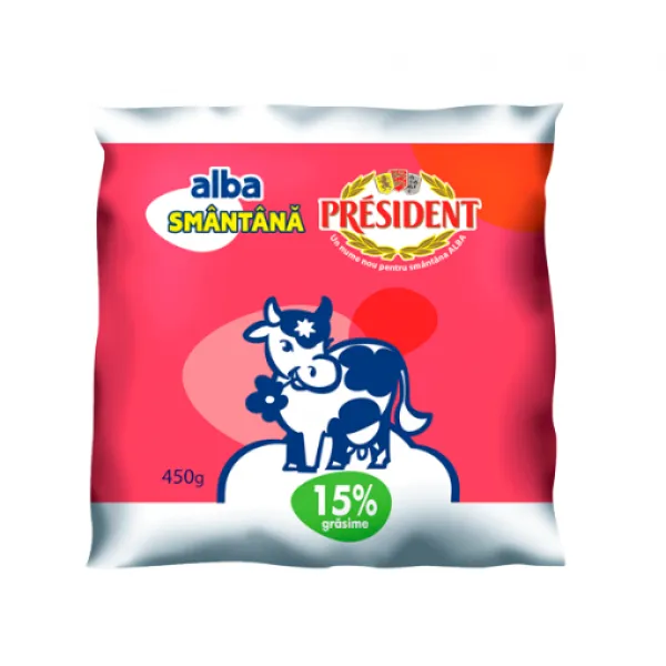 Smantana President Alba 15% 450 g (pungă polietilenă) - image 1