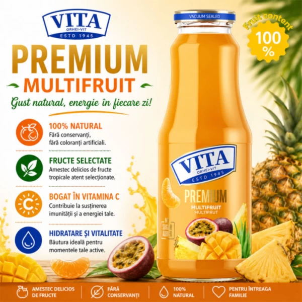 Vita Premium Suc Multifruct 1000 ml (Sticla) - image 2