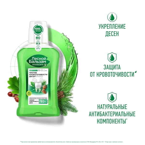 Лесной бальзам Ополаскиватель для десен Кора дуба и пихта 250 мл - image 4
