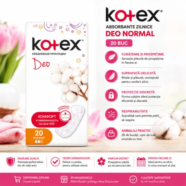 Kotex Absorbante zilnice Deo Normal 20 buc - image 2