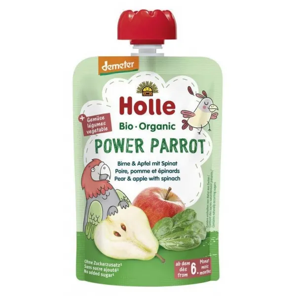Holle органическое пюре Power Parrot с грушей, яблоком и шпинатом (6 мес.+) 100 г - image 1