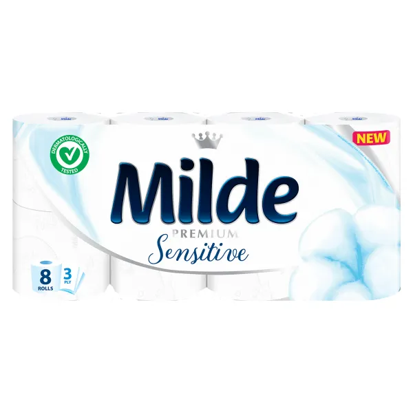 Milde Туалетная бумага, 3 слоя, 8 рулонов Sensitive - image 1