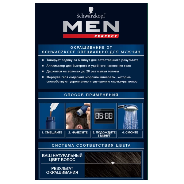 Schwarzkopf Men Vopsea de par pentru barbati 80 Negru-Cafeniu 80ml - image 5