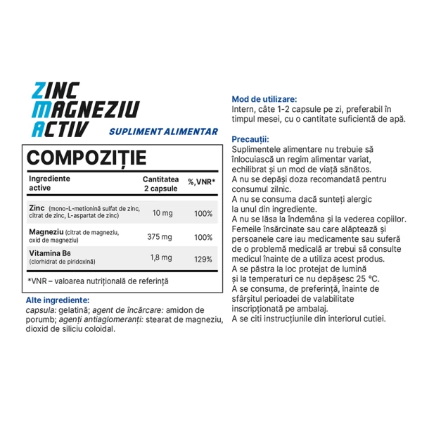 BP Vitamine Zinc Magnesium Active 60cap - image 3