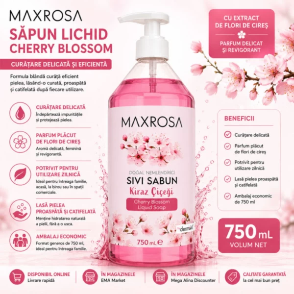 Maxrosa sapun lichid 750 ml Cherry Blossom - image 2