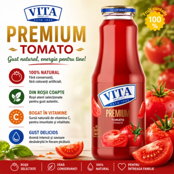 Vita Premium Suc Tomate 1000 ml (Sticla) - image 2