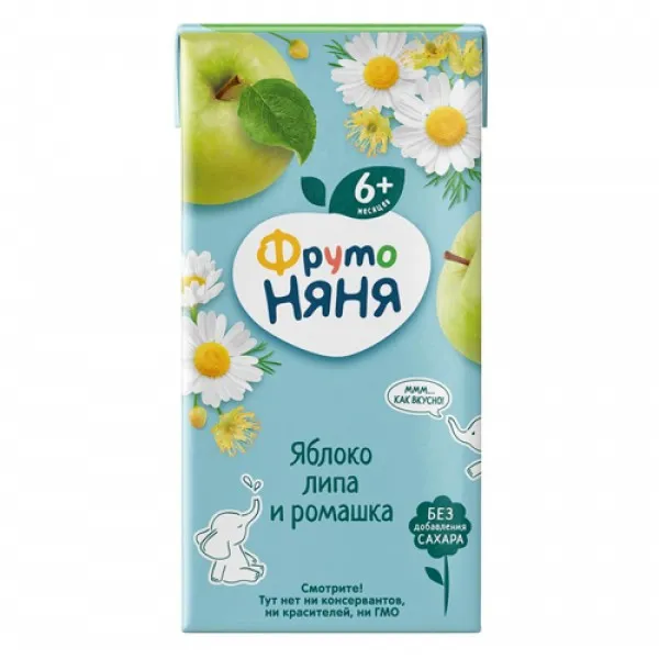 ФрутоНяня Напиток яблочный сок, экстракт лайма, ромашка 200 мл - image 1