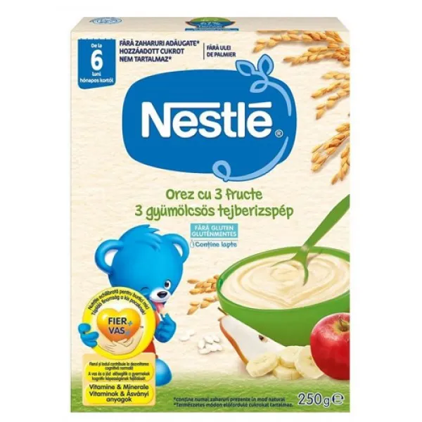 Nestle Terci de orez cu 3 fructe cu lapte 250g (6+ luni) - image 1