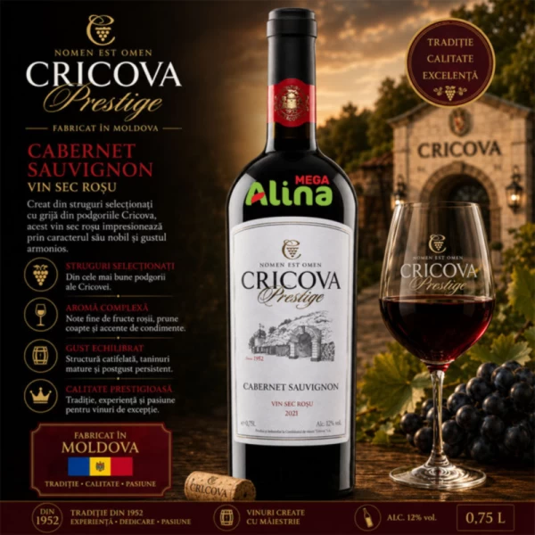 Cricova Prestige Cabernet-Sauvignon Vin rosu sec 0,75L - image 2