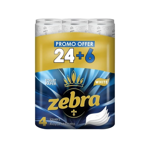 Zebra Hartie igienica 24+6 role 4 straturi White - image 1