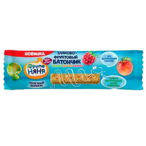 FrutoNanny Batonas din cereale cu fructe mar, piersic, zmeura 25 g - image 1