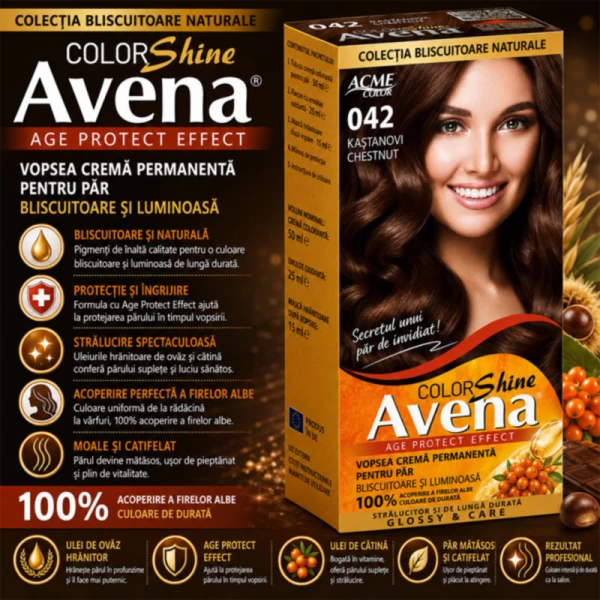 Vopsea pentru par ACME Riabina Avena, 042 - Castaniu, 100 ml - image 2