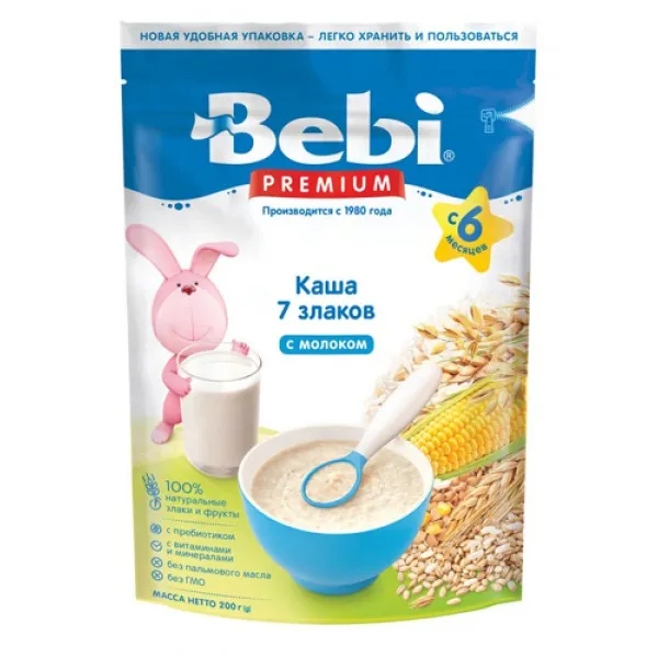Каша молочная 7 злаков Bebi Premium (6+ мес.), 200 г - image 1