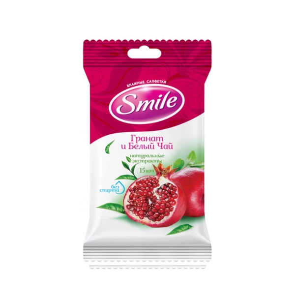 Smile влажные салфетки Гранат и белый чай 15 шт - image 1
