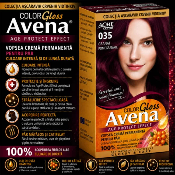 Vopsea pentru par ACME Riabina Avena, 035 - Rodie, 100 ml - image 2