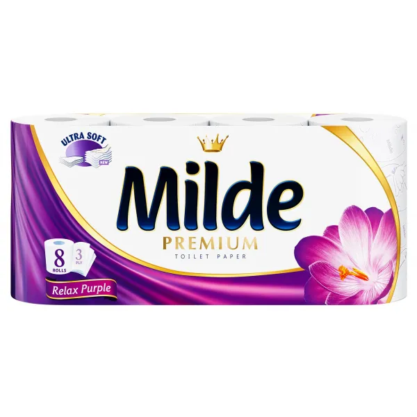 Milde Туалетная бумага, 3 слоя, 8 рулонов Relax Purple - image 1