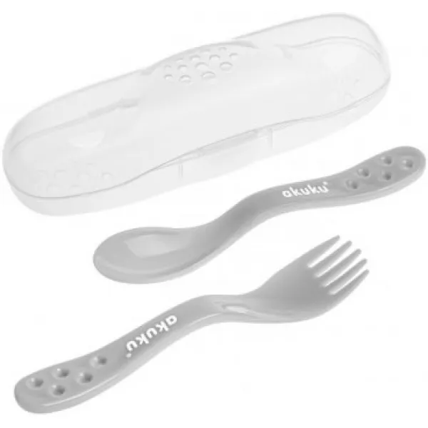 Set lingura si furculita intr-o cutie Gri (A0073) - image 1