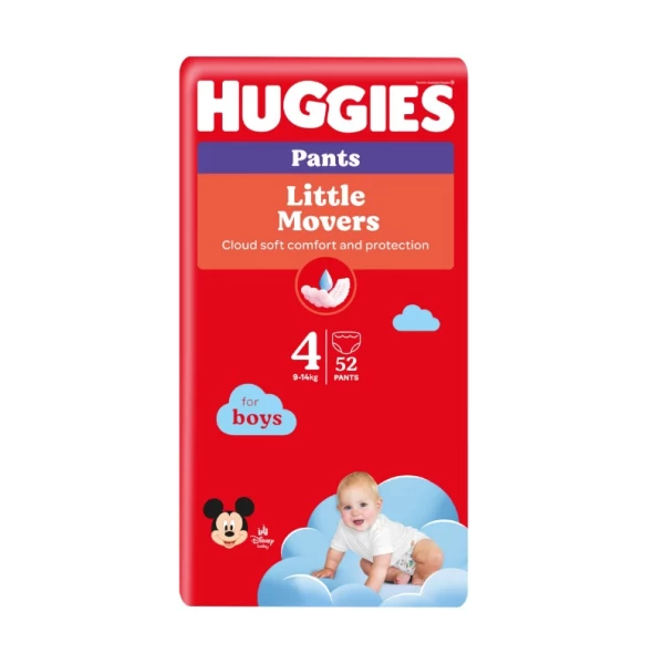Huggies Little Movers Scutece chilotel №4, 9-14kg, pentru baietei 52 buc - image 1