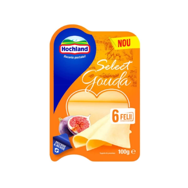 Hochland Branza maturata semitare Select Gouda felii 100 g - image 1