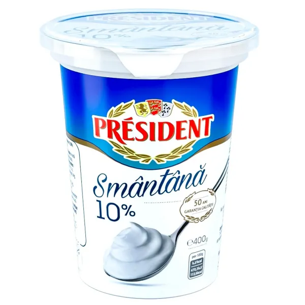 Сметана Президент 10% 400г стакан - image 1