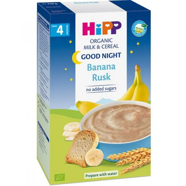 HiPP Organic Terci de lapte Banană cu crutoane Goodnight (4+ luni), 250 g - image 1