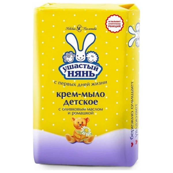 Крем-мыло Ушастый Нянь детское с оливковым маслом и ромашкой 90г - image 1