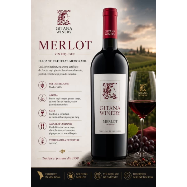 Gitana Merlot vin rosu sec 750ml - image 2