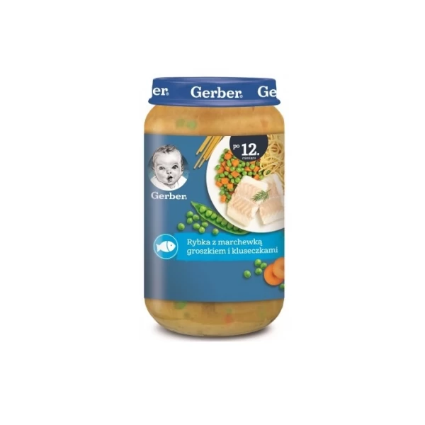 Gerber Piure JUNIOR din peste cu morcov  mazare si galuste 250g - image 1