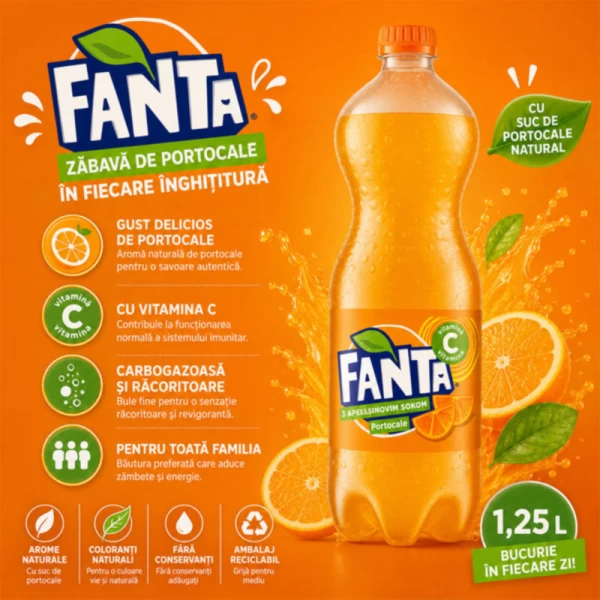 Fanta Bautura carbogazoasa Orange 1,25L - image 2