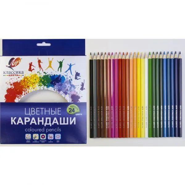 Карандаши цветные 24 шт Классика цвета, дерев. шестигранный корпус - image 2