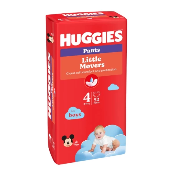 Huggies Little Movers Scutece chilotel №4, 9-14kg, pentru baietei 52 buc - image 2