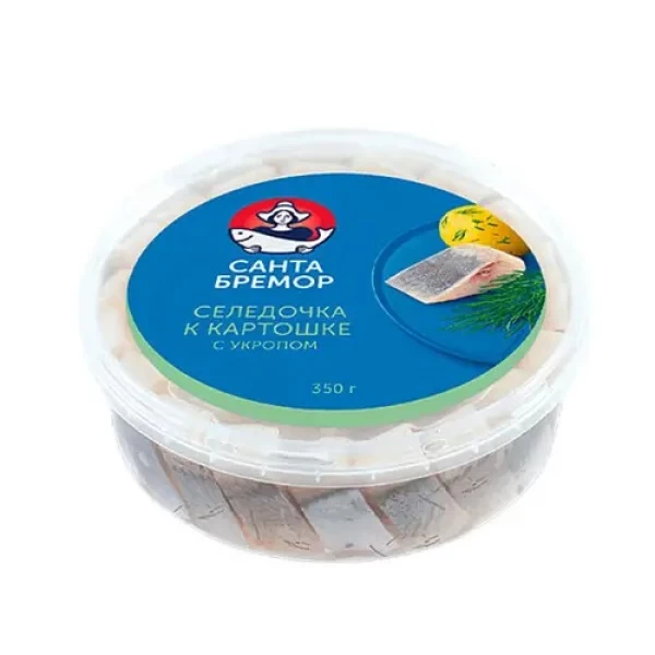 Санта Бремор Филе сельди, кусочки с укропом, 350 г - image 1