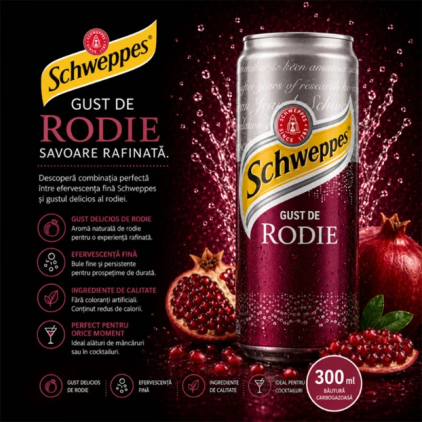 Schweppes Bautura carbogazoasa 300ml Pomegranate - image 2