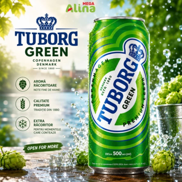 Пиво Tuborg Green 500 мл в банке - image 2