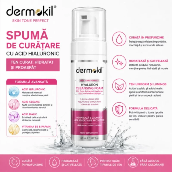 Dermokil Spuma de curatare cu acid hialuronic 150 ml - image 2