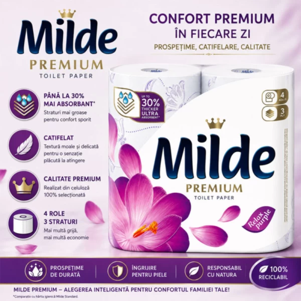 Туалетная бумага Milde Relax Purple 3 слоя 4 рулона - image 2