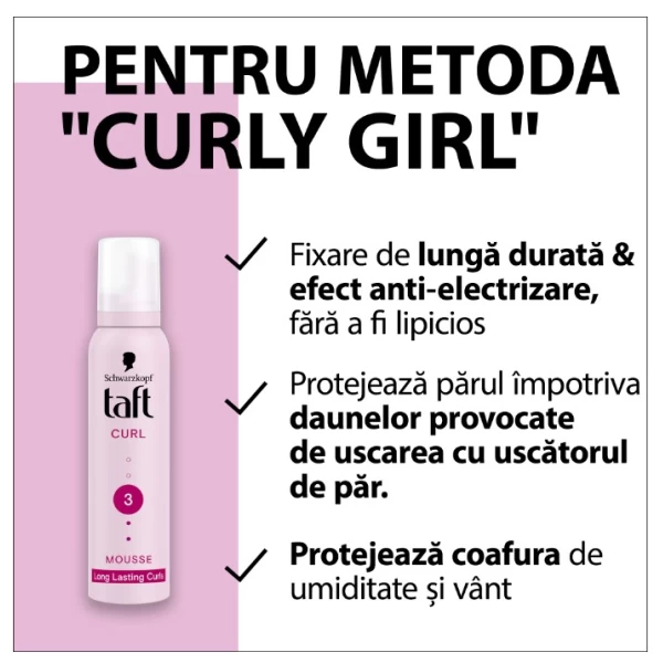 Taft Spuma modelatoare pentru par cret sau cu bucle Curl 200ml - image 4