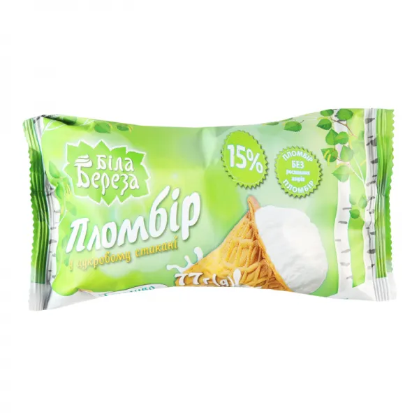 Мороженое Белая Береза Пломбир в сахарном стакане 70 г - image 1