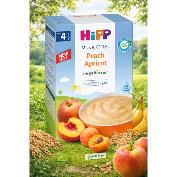 HiPP Terci de lapte cu orez și porumb, piersici și caise cu prebiotice 250 g - image 2