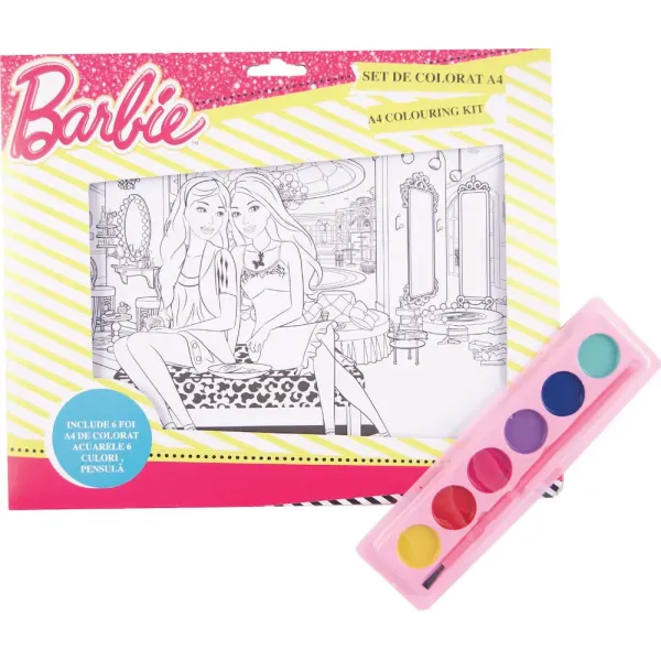 Barbie Set de colorat A4 cu acuarele - image 1