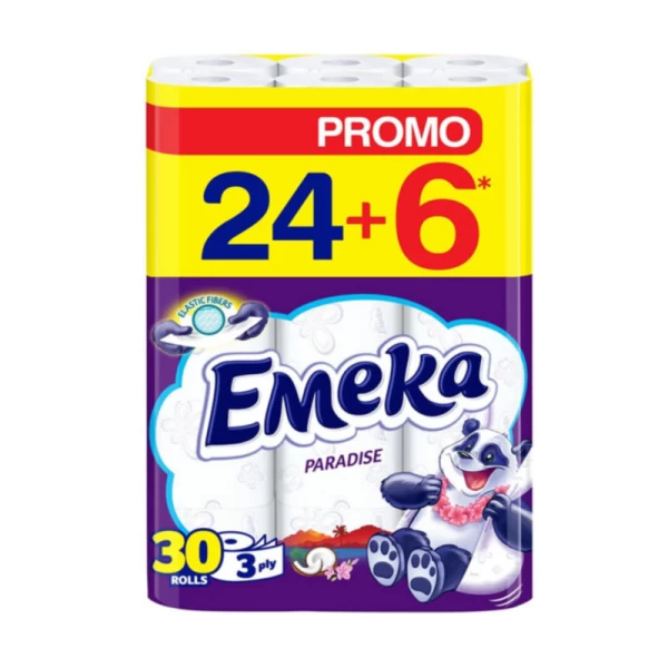 Emeka Hartie igienica, 3 straturi, 24+6 role Paradise - image 1