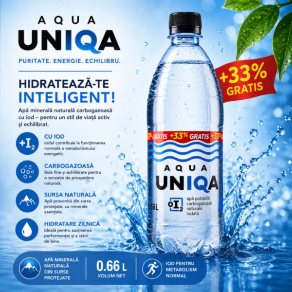 Газированная йодированная вода Aqua Uniqa 0,66 л - image 2