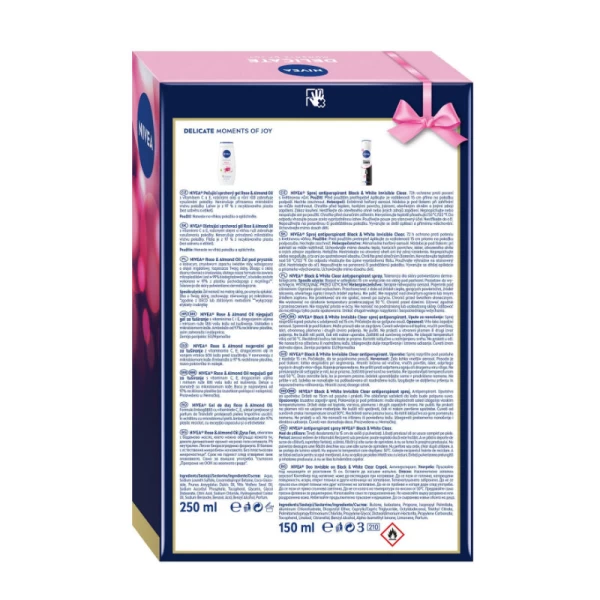 Набор Nivea: Гель-спрей NIVEA Rose & Almond Oil 250 мл + Дезодорант-спрей Invisible Black & White Cl - image 2