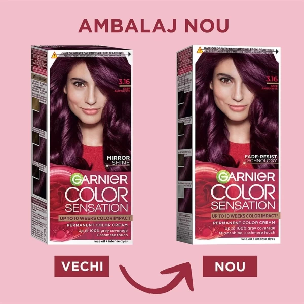 Стойкая краска для волос с аммиаком Garnier Color Sensation 3.16 Deep Amethyst - image 2