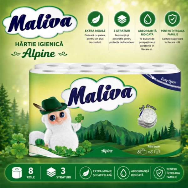 Maliva Туалетная бумага 8 рул 3слойная Alpine - image 2