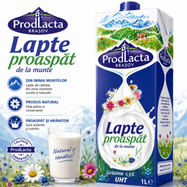 JLC Lapte de la Munte 1L 1,5% UHT, Tetra Pack - image 2