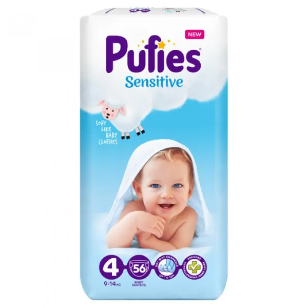 Pufies Scutece Sensitive MP MAXI N4 9-14kg 56buc - image 1