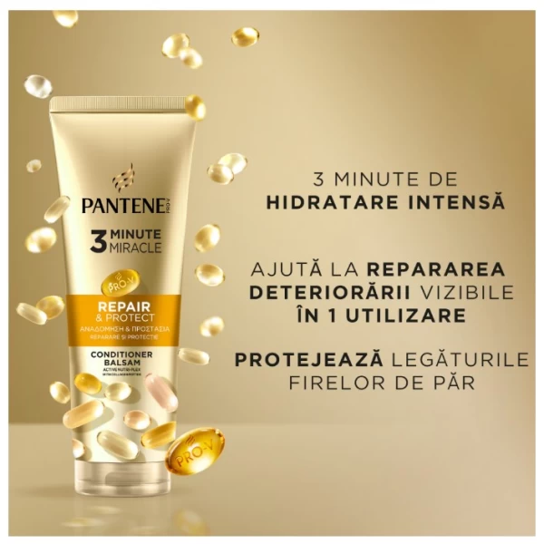 Pantene Balsam de par Repair & Protect, 3 Minute Miracle pentru par fragil si uscat 220ml - image 2