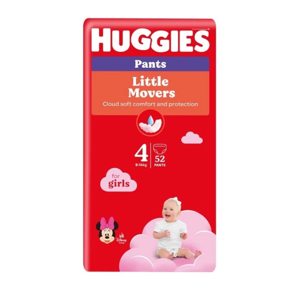 Huggies Little Movers подгузники-трусики №4, 9-14 кг, для девочек, 52 шт. - image 1